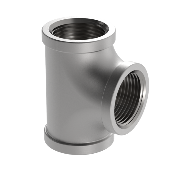 PF1T-TEE-KM 3 in Threaded Tee T304 Stainless Steel Heavy Cast MSS SP114 Pipe Fitting